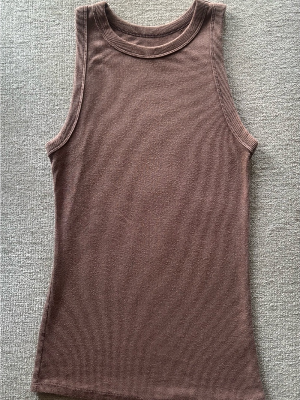 A New Day Ribbed Tank Top Small Brown Fitted Basic Everyday Staple